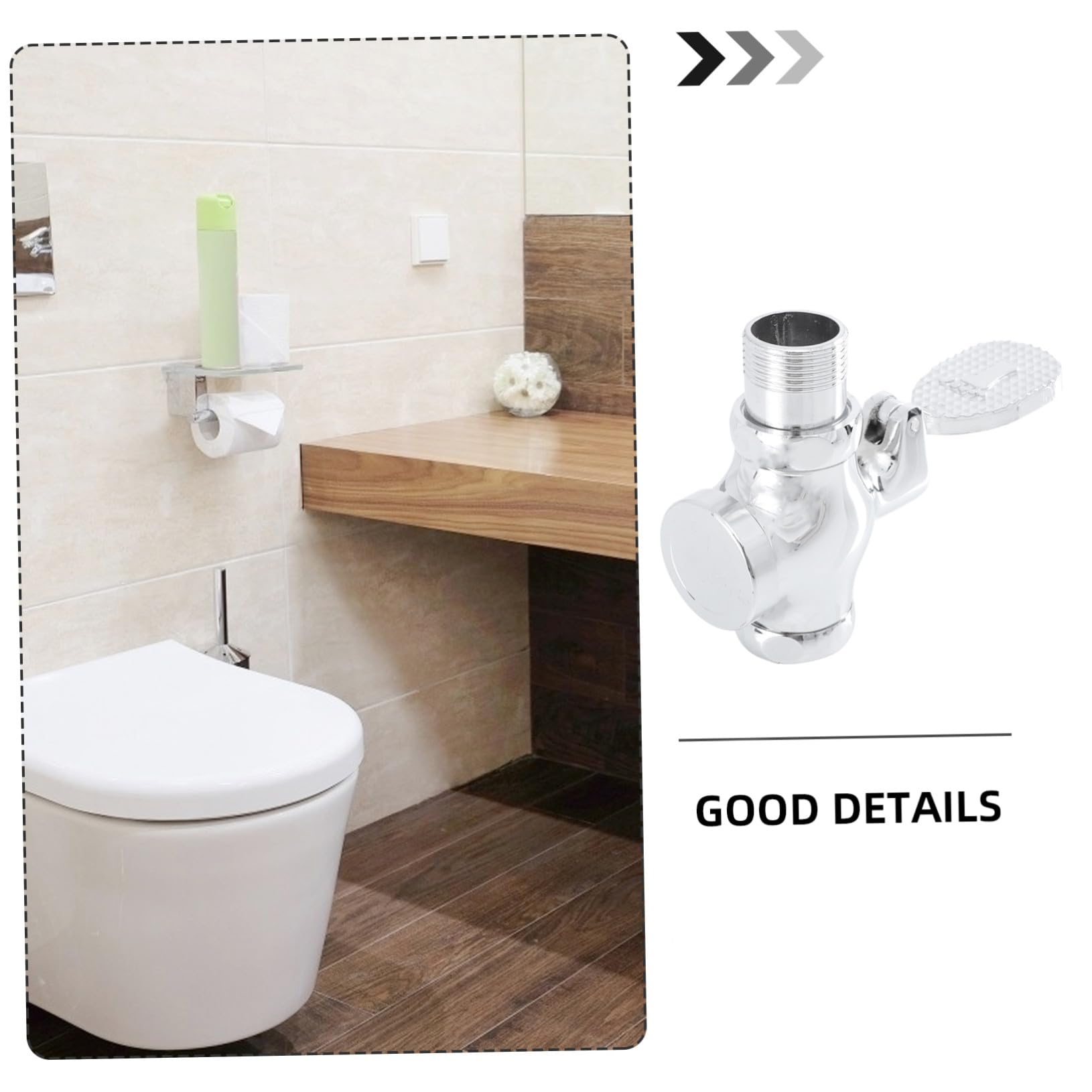 Fußpedal Spülwerkzeug aus Kupfer für Urinal, Badezimmerartikel Silber