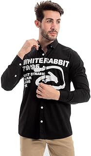White Rabbit Men Turn Down Collar Long Sleeves Printed Shirt