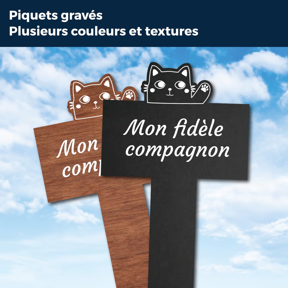 Piquet Plaque Funéraire Commémoratif Personnalisé - Bois - Inter funéraire pour Chat, Chien - Souvenir pour Animaux - Plaque Commemorative Animal - Textes Personnalisables (Coeur)