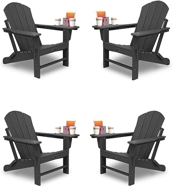 FOOWIN HDPE Folding Adirondack Chair Set of 4, AllWeather