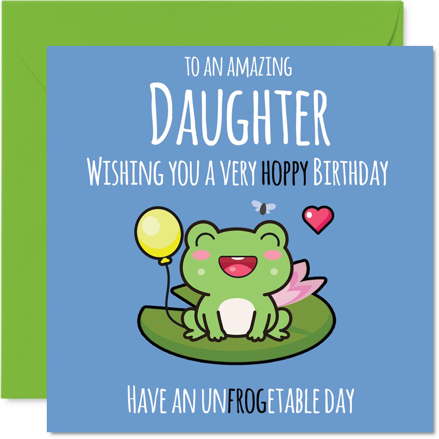 Daughter Birthday Card - Cute Frog - Happy Birthday Card for Daughter from Dad Mum, 145mm Bday Greeting Cards