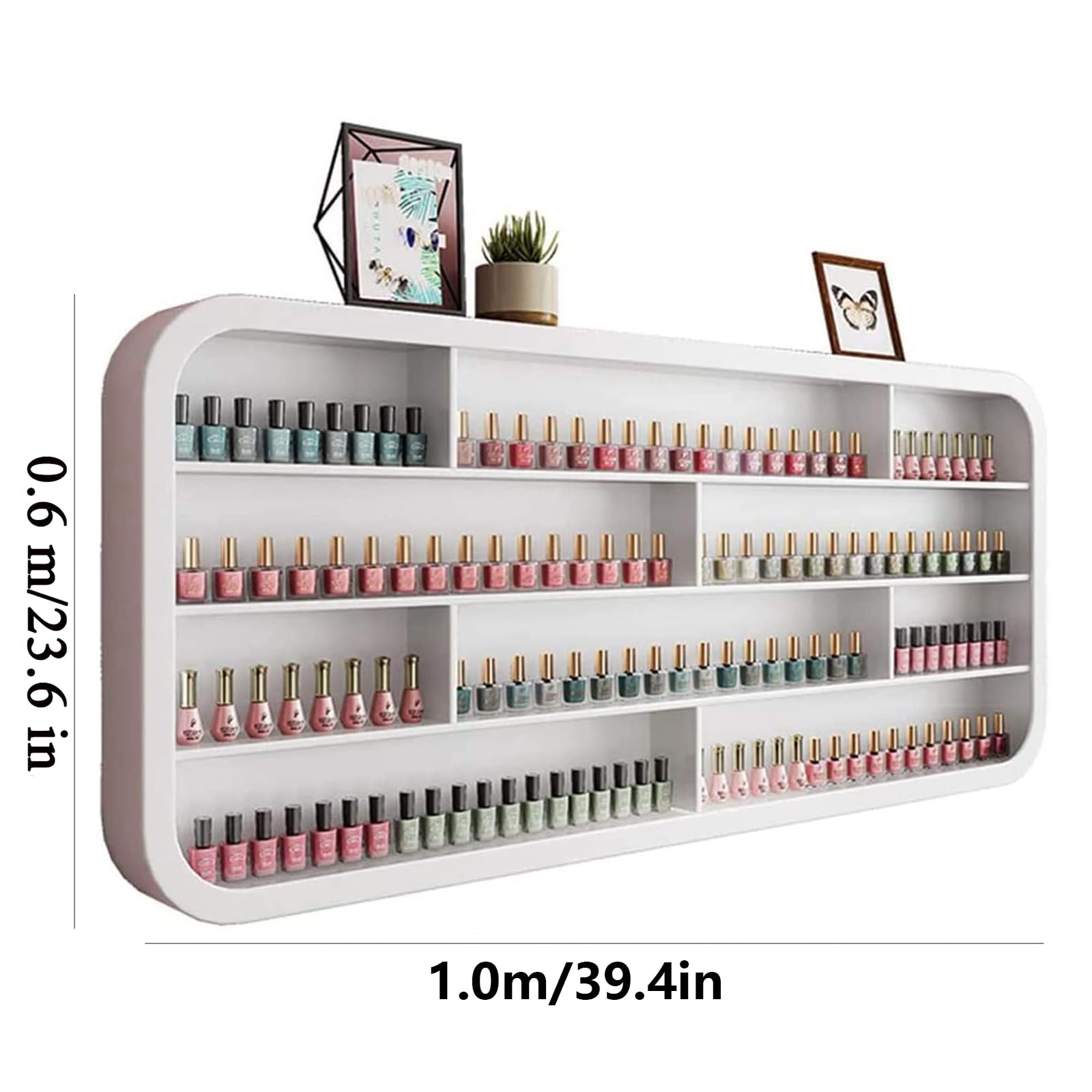 Scaffale per Smalti per Unghie Montato A Parete, Espositore per Oli Essenziali, Porta Cosmetici per Profumi da Salone, Espositore per Smalti Aperto per Uso Domestico Commerciale (Bianco),B