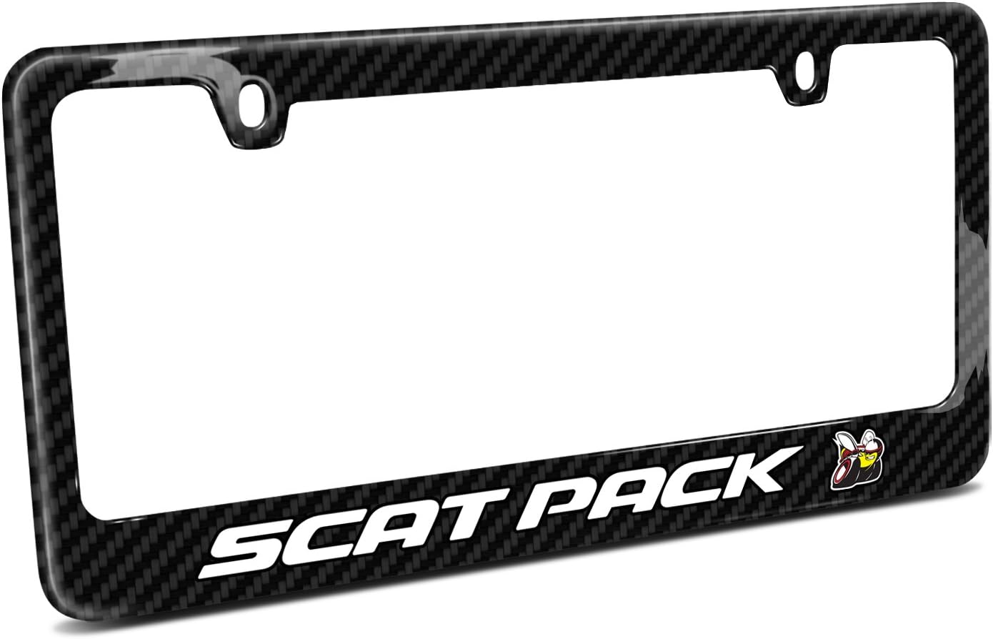 Marco de matrícula hecho para Dodge Scat-Pack de fibra de carbono real 3K con acabado brillante