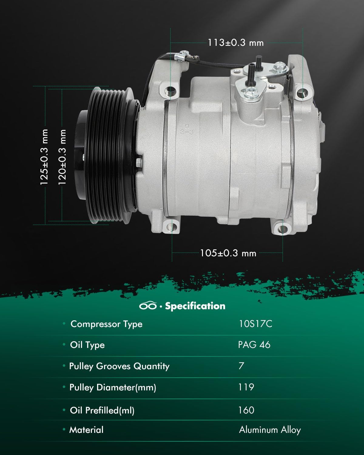SCITOO CO 10739C AC Compressor Compatible for Honda Element 2.4L 2003 2004 2005 2006 2007 2008 2009 2010 2011