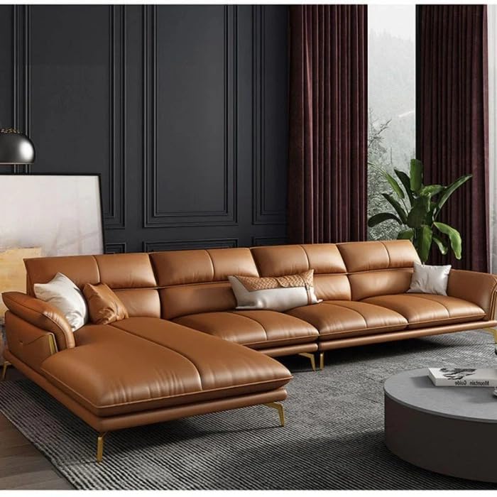 Image of LEGACY OF COMFORT Rala Modern Luxury Leatherette Sectional Sofa (Brown)