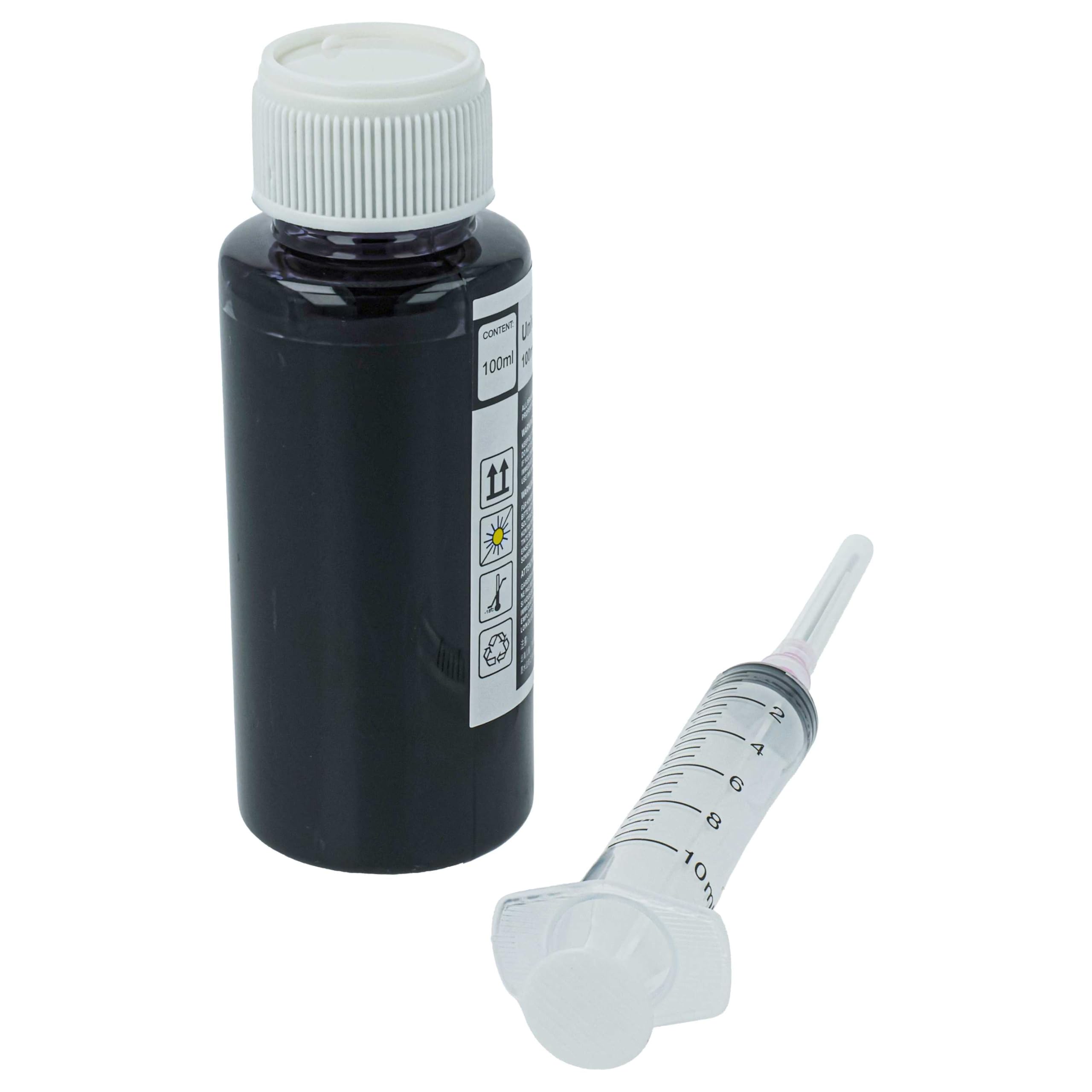 vhbw Encre de Recharge pour imprimante - Encre Rechargeable Dye Noir, 100ml