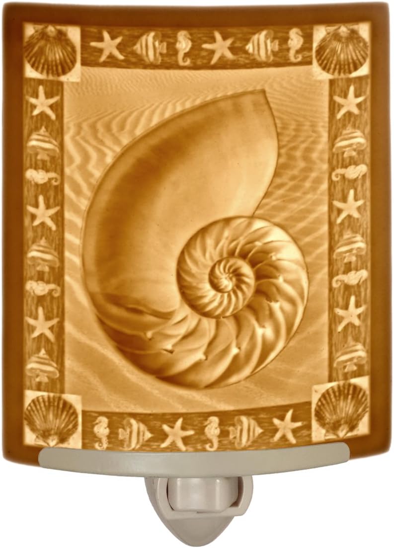 Nautilus - Translucent Porcelain Lithophane Nautical Sea Life Night Light