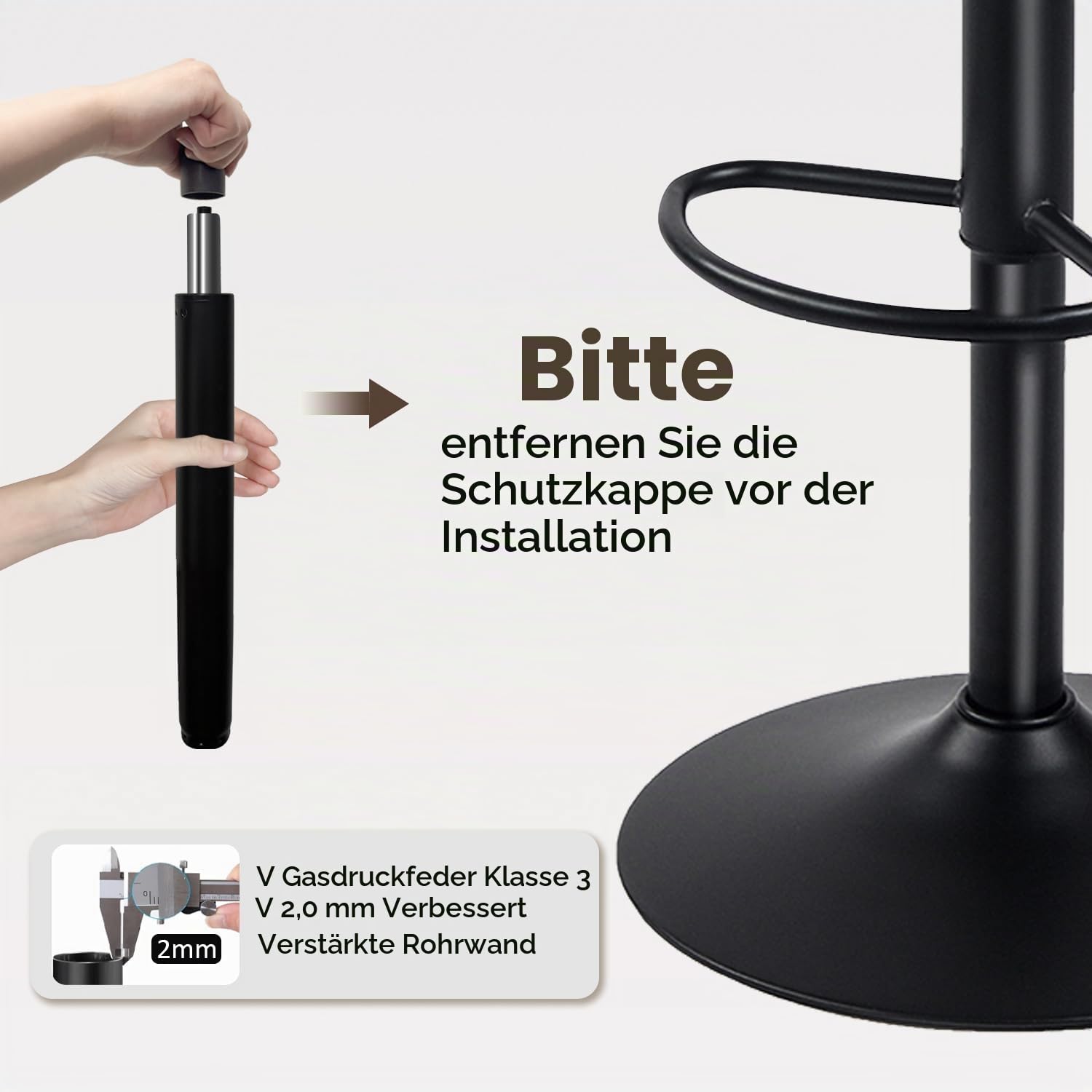 Kidol & Shellder Barhocker 2er Set Esszimmerstühle Hellbraun, Massivholz Höhenverstellbar 360° Drehbar, Schwarz Stabiler Metallsockel Einfach zu Montieren, Industrielles Modernes Zuhause Küchentheke…