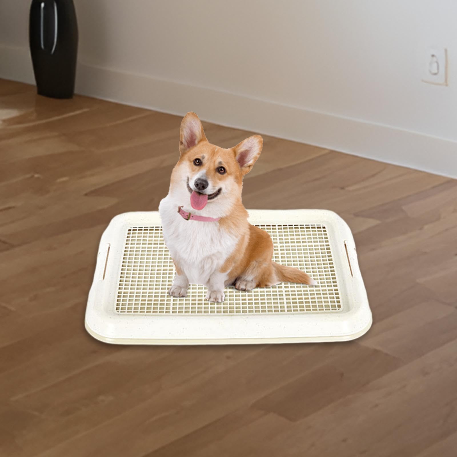 rockible Plateau d'entraînement aux Toilettes pour Chiens, Support de Coussinets d'intérieur pour Animaux de Compagnie, entraîneur de Pot d'intérieur pour, Blanc