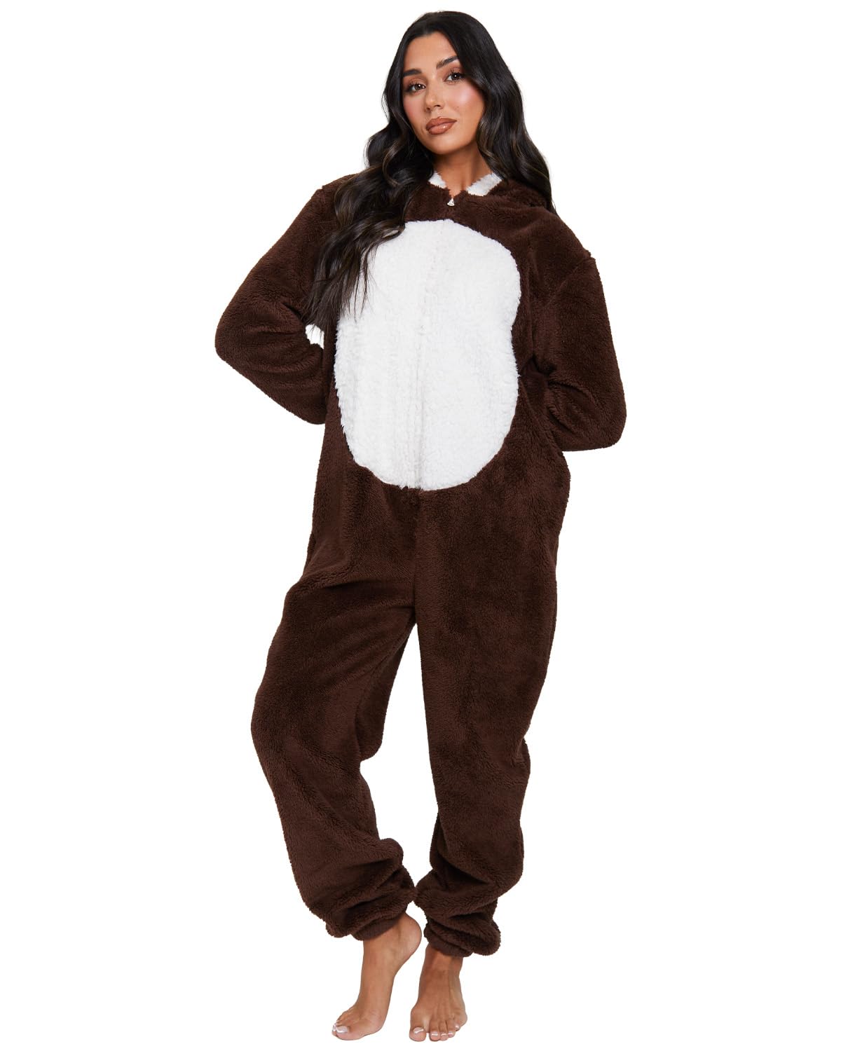 Undercover Ladies Fleece Reindeer Onesie 795236 Brown M