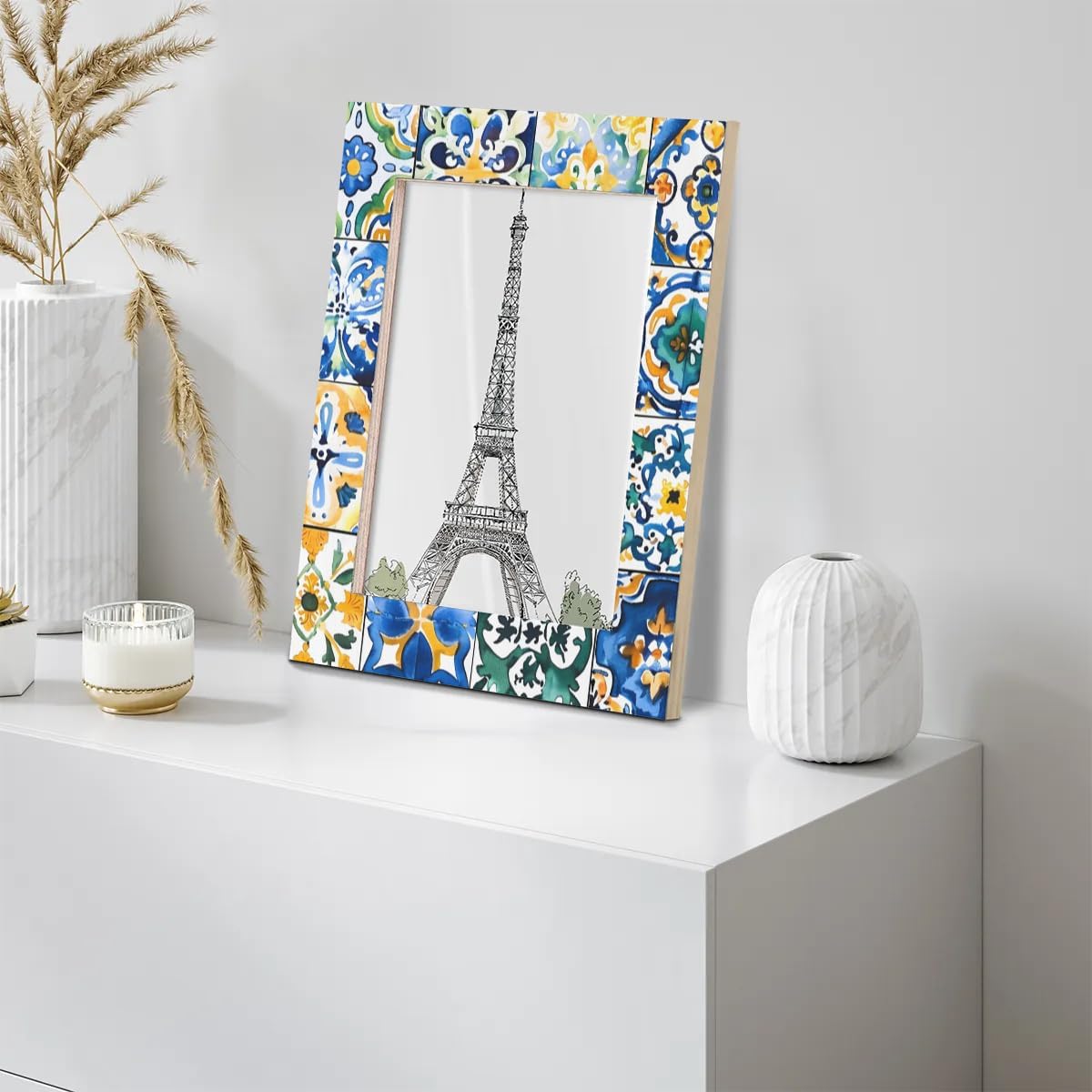 Ethnic Mexican Tile Pattern 4x6 Picture Frame, Display Photos 3.5x5.5 without Mat, Elegant Picture Frames Collage Wall Home Gallery Decor - Image 9