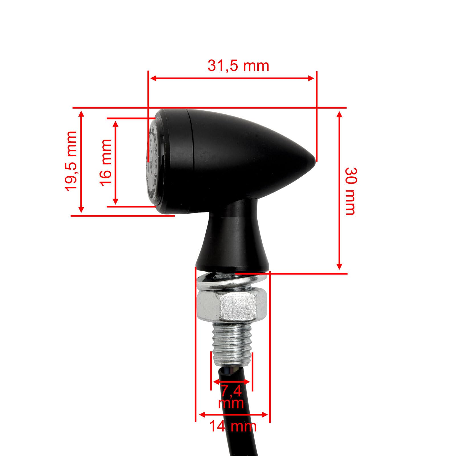 Dock66 Micro Bullet LED Blinker/Rück-/ Bremslicht Set vorne & hinten schwarz, ECE (4 Stk.)