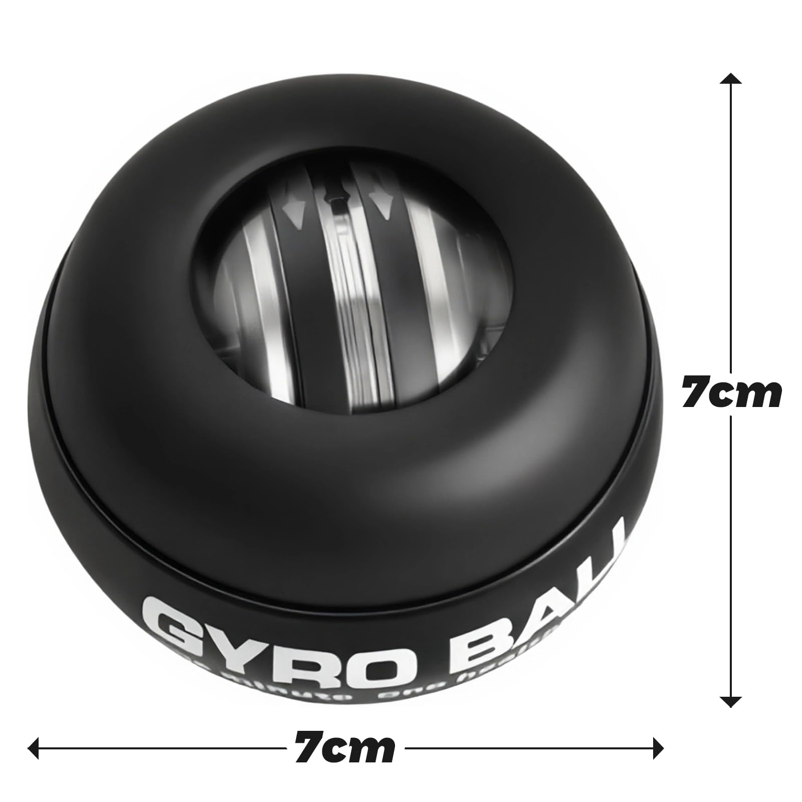 Gyroball con rivestimento nero lucido, palla da allenamento per il polso, avvio automatico, controllo della resistenza e della luce a 5 livelli, trainer giroscopico per l'avambraccio, per