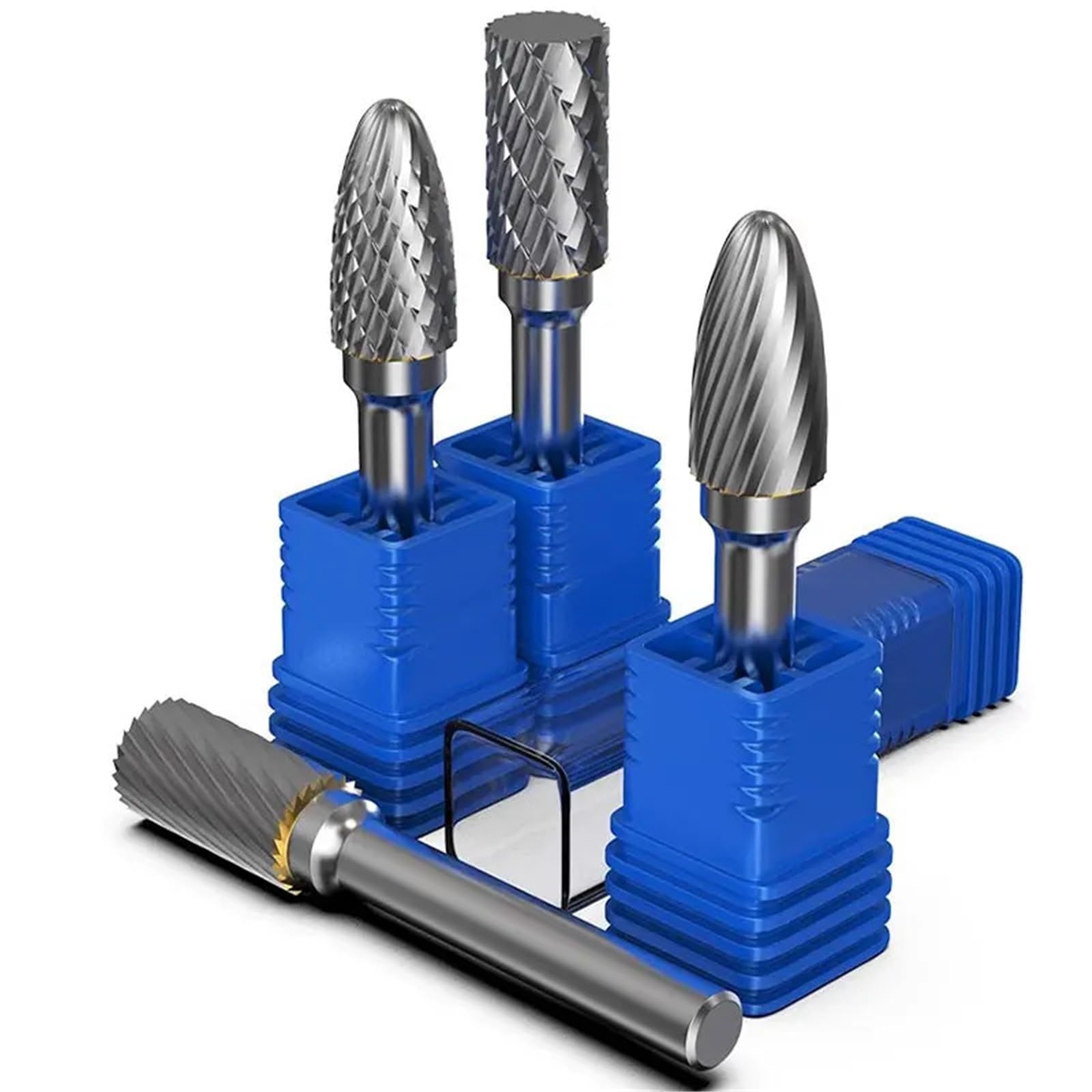 5pcs Carbide Rotary Burr Cut Grinding Tool Wood Metal Stone Carving Bits Double Diamond Cut Rotary Bits(TZ15280505)