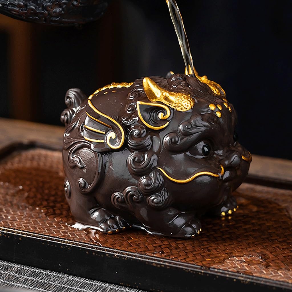 Tee Haustier Nashorn Skulptur - Lila Sand Handwerk Für Teezeremonie