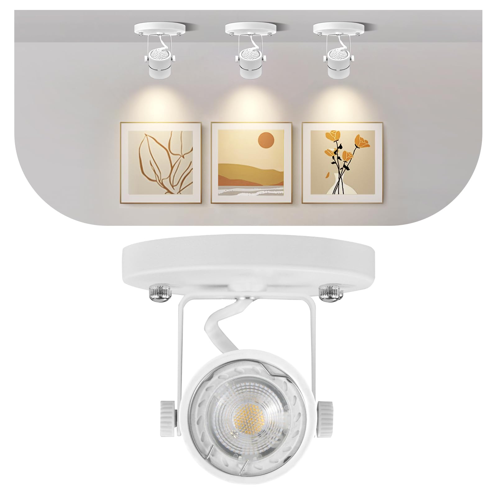 Arcfox GU10 MR16 Flush Mount Ceiling Spotlight Fixture Indoor Directional Round Monopoint Light Fixture for Living Room Bedroom Kitchen (Bulbs not Included)