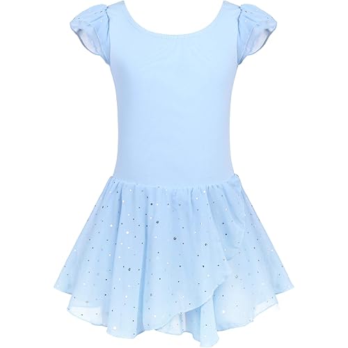 Arshiner Girls Ruffle Sleeve Ballet Dance Dress Tutu Skirted Leotard