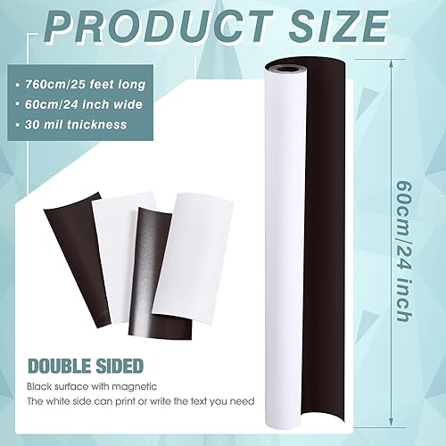 Vista 31 de Amylove Hojas magnéticas de superficie blanca en blanco de 24 pulgadas x 5 pies, rollo magnético de 30 mil imprimible de vinilo flexible en blanco