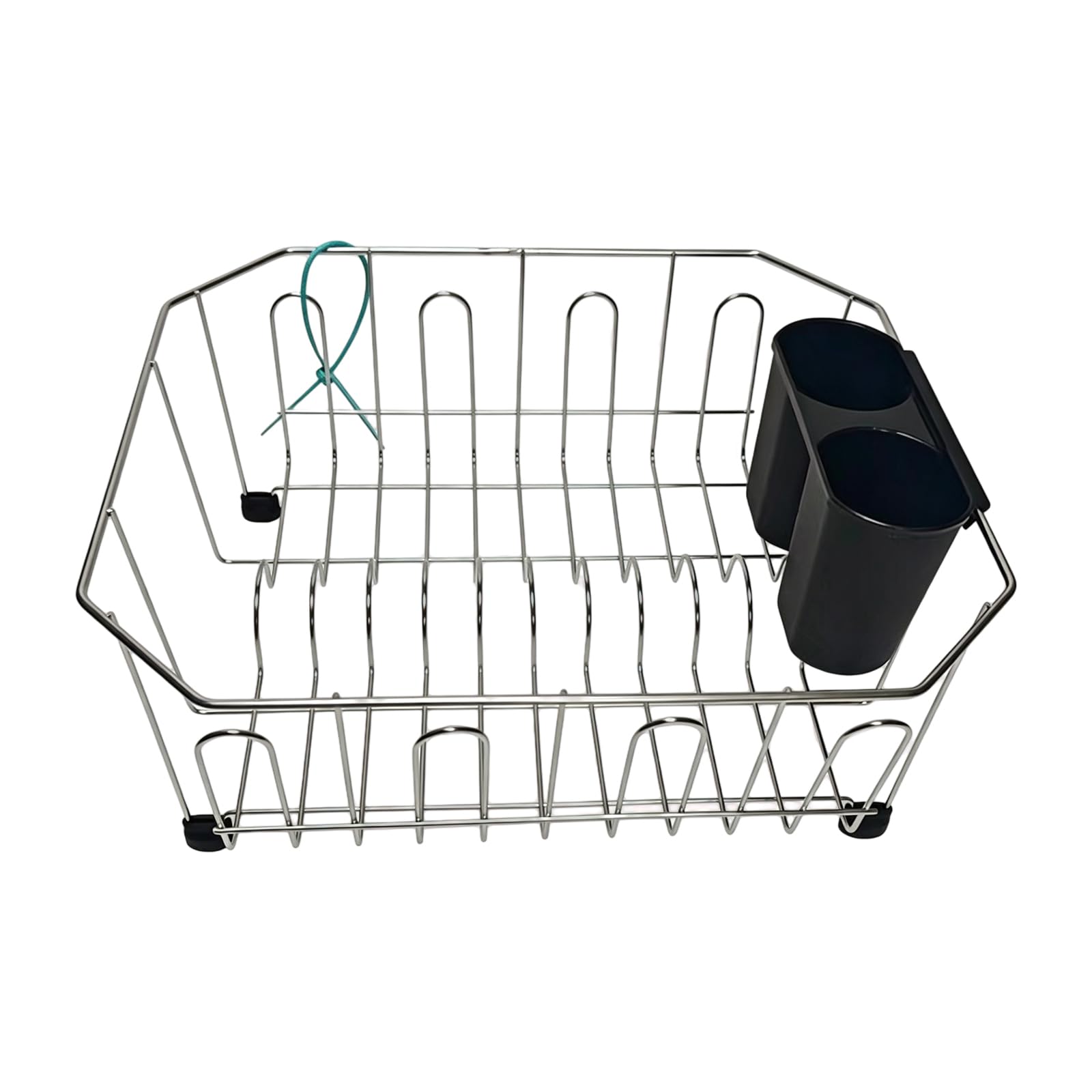 Kaeltsyn Efficient Plate Drainer with Utensil Holder Stainless Steel Ideal for Tiny Cooking Areas Compact Drying Rack