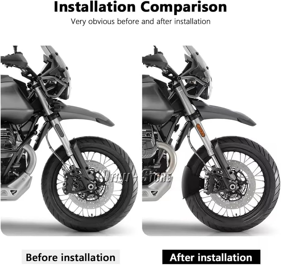 New Motorcycle Black Front Mud Guard Fender Extender ABS Mudguard Extension Hugger for Moto Guzzi V85 TT V85TT V 85 TT 2019-2024