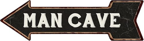 Miniatura 1 de Mukuko Letrero de metal con flecha izquierda de la cueva del hombre, letrero de pared para colgar, decoración novedosa, 6 x 18 pulgadas