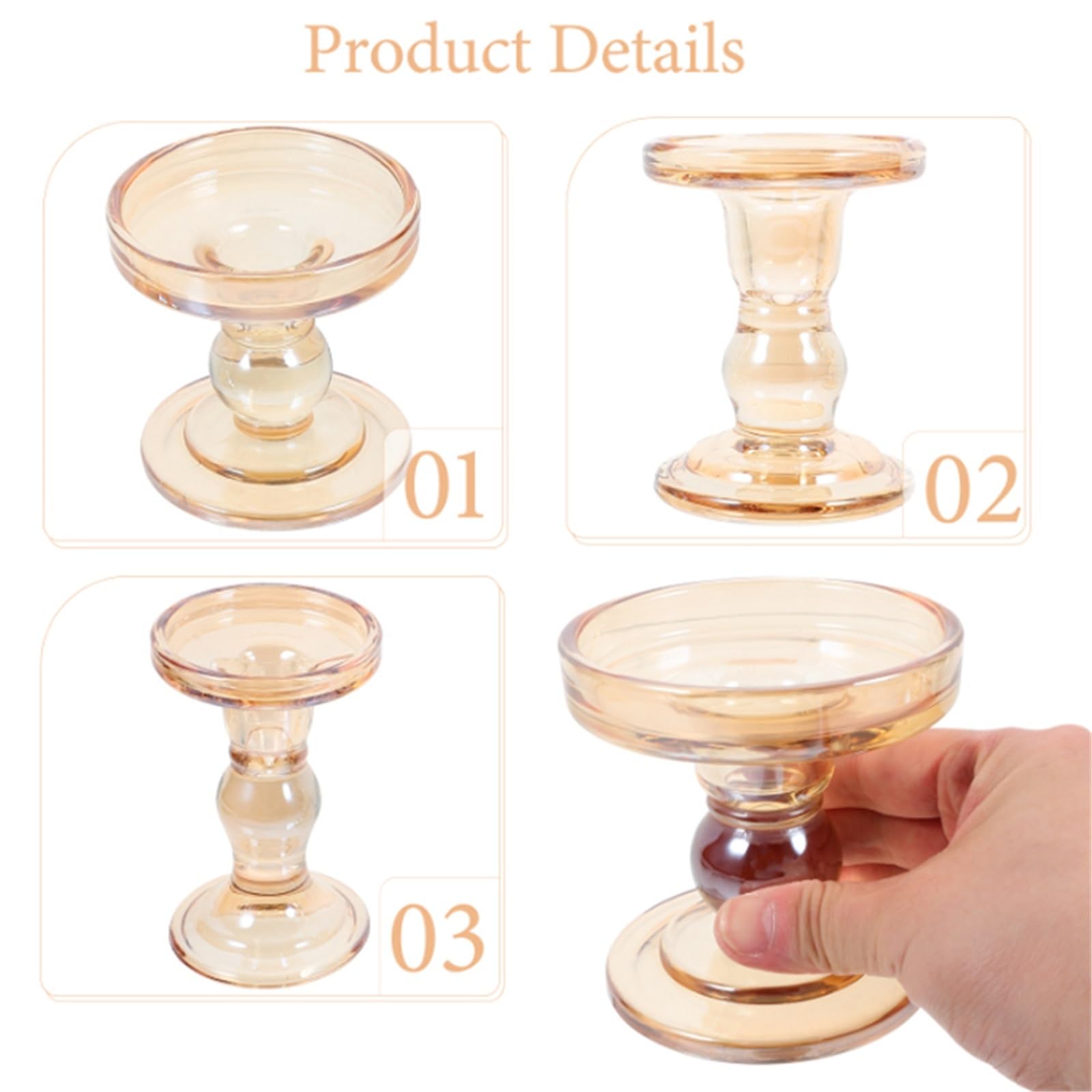 3-teiliges Säulenhalter-Set aus Glas, Hochzeits-Kerzenständer for das Wohnzimmer in 3 Größen