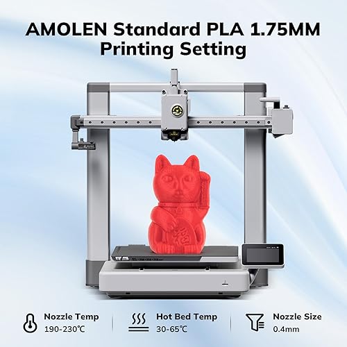Miniatura 3 de AMOLEN Filamento PLA para impresora 3D, filamento PLA de alta velocidad de 23.622 ins de 0.069 in, color rojo manzana, 2.2 libras, precisión