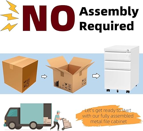Miniatura 10 de Archivador de 3 cajones para oficina en casa, archivador móvil debajo del escritorio con cerradura para tamaño A4tamaño cartatamaño legal,