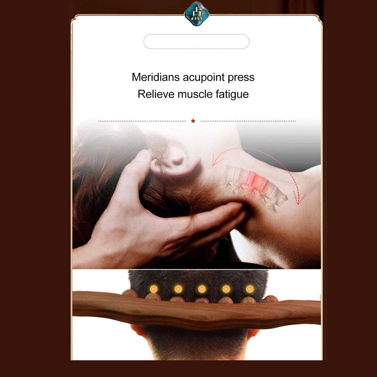 Scraper Stick, Soft Wooden Muscle Massage Tool 7 Beads for Shoulders for Men & Women