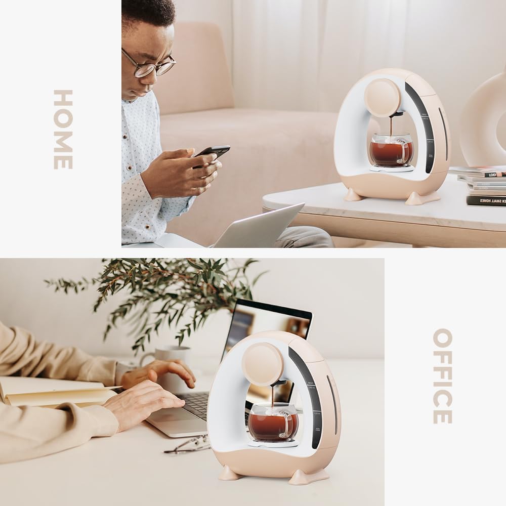 BENFUCHEN Pod and Grounds Single-Serve Coffee Maker, 2 in 1 One Cup Coffee Machine Compatible with K-Cup Pod & Coffee Grounds/Tea, Compact Design, 4-8oz, Champagne Color