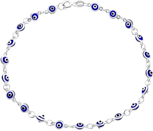 Amuleto de protección turco multicolor azul marino, pulsera de tobillo delgada de ojo malvado de ojos para mujeres y adolescentes, chapado en oro
