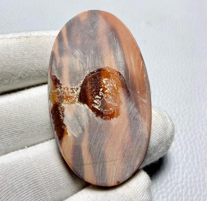 Jaspe peau de tigre cabochon ovale 51x30mm pour création de bijoux DIY pendentif - 5