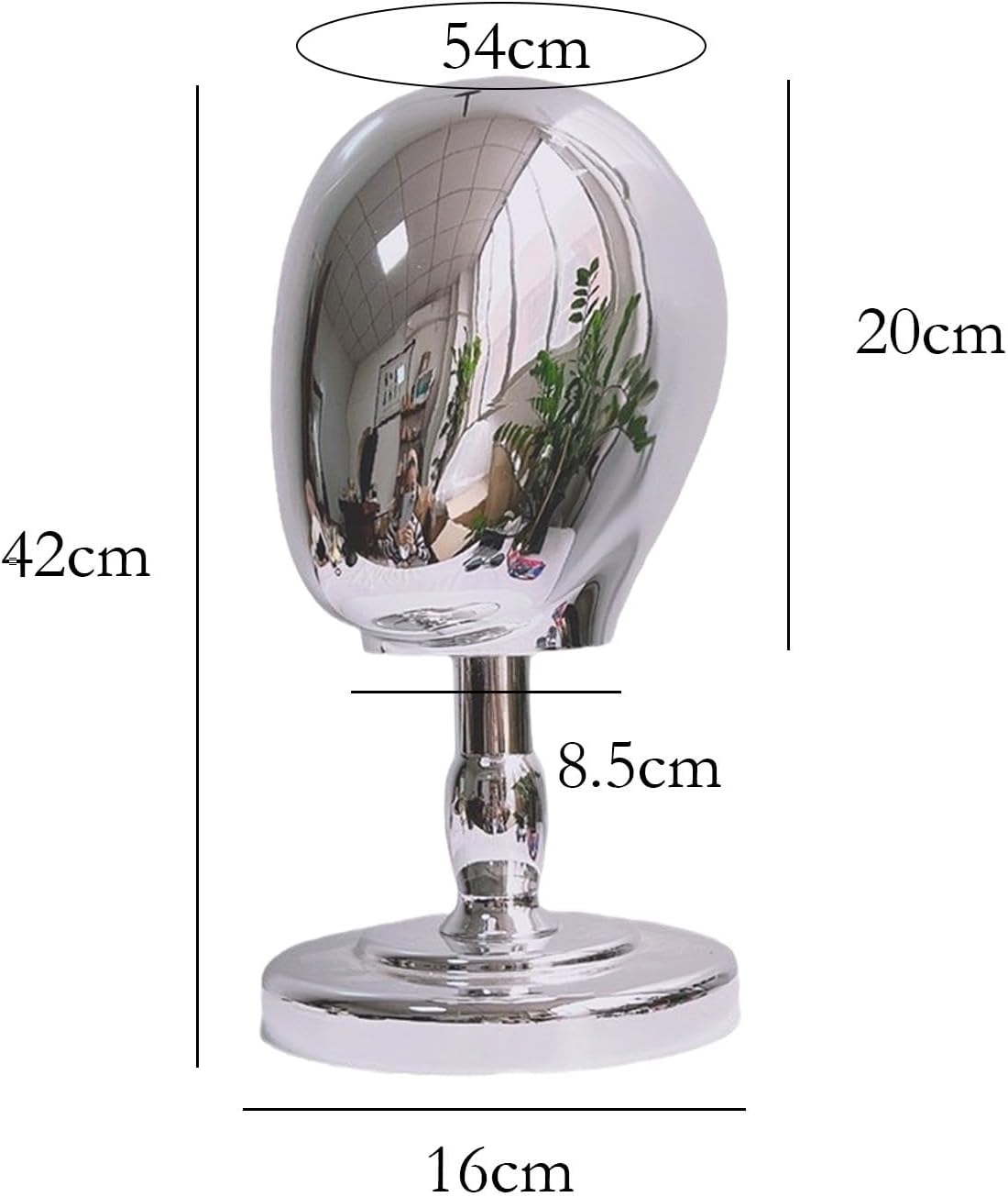 Hat Display Stand Wigs Mannequin Head Holder Detachable PP Material with Base for Suitable for Wigs Making Hair Braiding Cosmetology, Silver