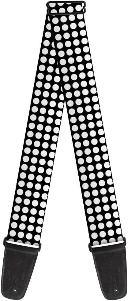 Buckle-Down Guitar Strap Mini Polka Dots Black White 2 Inches Wide