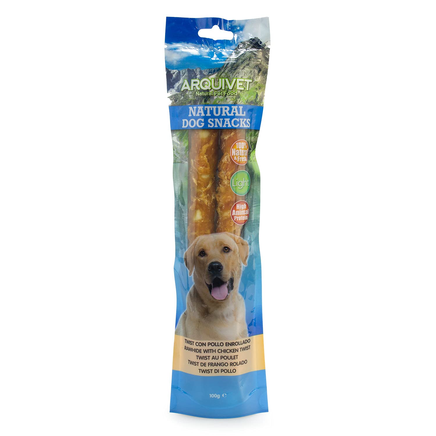 Arquivet Pack 12 Unidades Snacks Twist con Pollo Enrollado 24 cm 100 gr - Natural Dog Snacks - 100% Natural - Chuches, premios, golosinas para Perros - Producto Light - Muy Rico en nutrientes