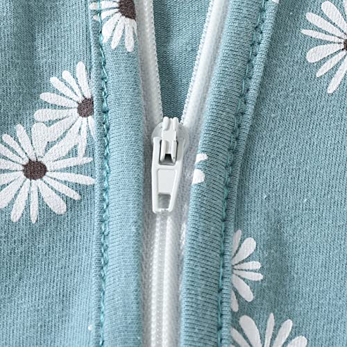 Newborn Baby Girls Outfits Long Sleeve Daisy Romper Jumpsuit One Piece Zip Playsuit Fall Winter Clothes (Blue, 12-18 Months) #TOP4