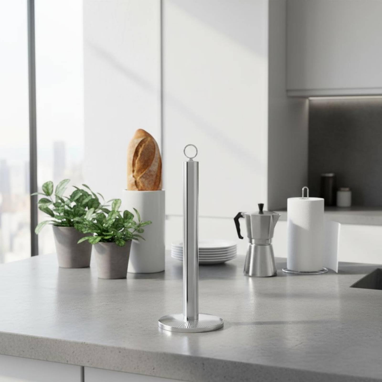 Porta Carta Cucina Portarotolo Asciugatutto Dispenser Salviette Supporto Verticale in Acciaio Inox 304 Dal Design Minimal con Base Pesata Adatto per Stile Nordico