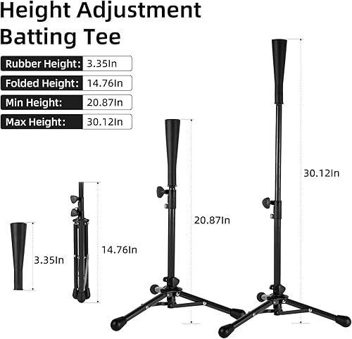 Miniatura 4 de Kids Baseball Tee, 20.87 to 31.29 Inches Batting Tees for Baseball with Carry Bag, Portable Stable Baseball Tees for Hitting, Tripod Tanner Tee for