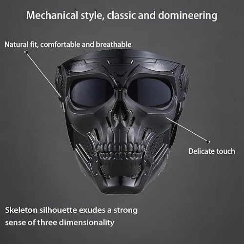 Miniatura 7 de Máscara Airsoft de Cara Completa con Gafas HD, Máscara de Calavera y Esqueleto para Paintball, Ideal para Halloween, Cosplay, Juegos de Paintball,