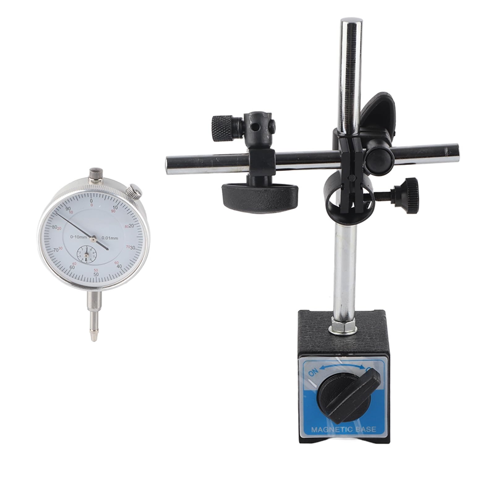 Comparatore a Quadrante con Base Magnetica da 0 a 10 Mm Precisione 0,01 Mm Strumento di Misurazione del Quadrante da 54 per l'elaborazione di Layout e Ispezioni Utenti