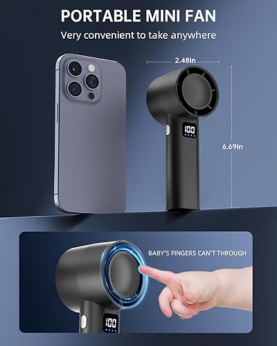 Miniatura 6 de wegte Ventilador de mano portátil, ventilador turbo de alta velocidad, polvo de aire, 100 velocidades ajustables, batería recargable de 5000 mAh,