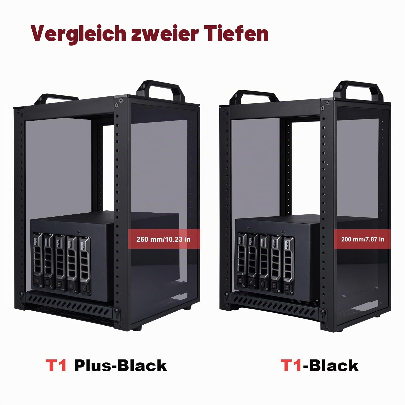 GeeekPi DeskPi RackMate T1 Plus, 8U 10 Zoll Serverschrank, 260 mm Tiefes Mini-Rack mit Regalboden & Blindplatte, für NAS, AV- & Netzwerktechnik (Schwarz)