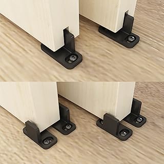 JUBEST Black Aluminum Floor Guide, Floor Mounted Sliding Barn Door Hardware, Adjustable Bypass Door Guide, 2 Pack