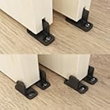 JUBEST Black Aluminum Floor Guide Sliding Barn Door Hardware Bypass Door Guide Set of 2