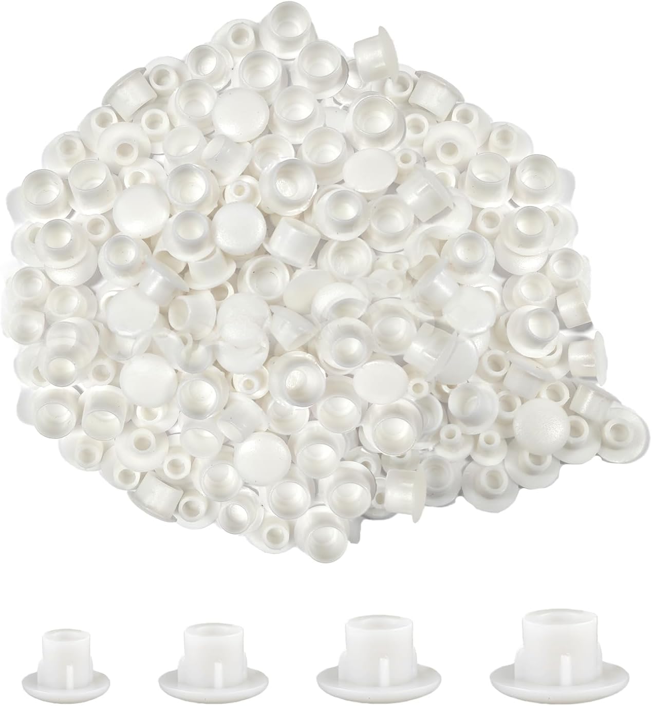 120 Pieces White Plastic Hole Caps Furniture Hole Cover Caps for Screw Covers for Drilling Holes for Furniture Cupboard Holes (5mm/6mm/8mm/10mm)