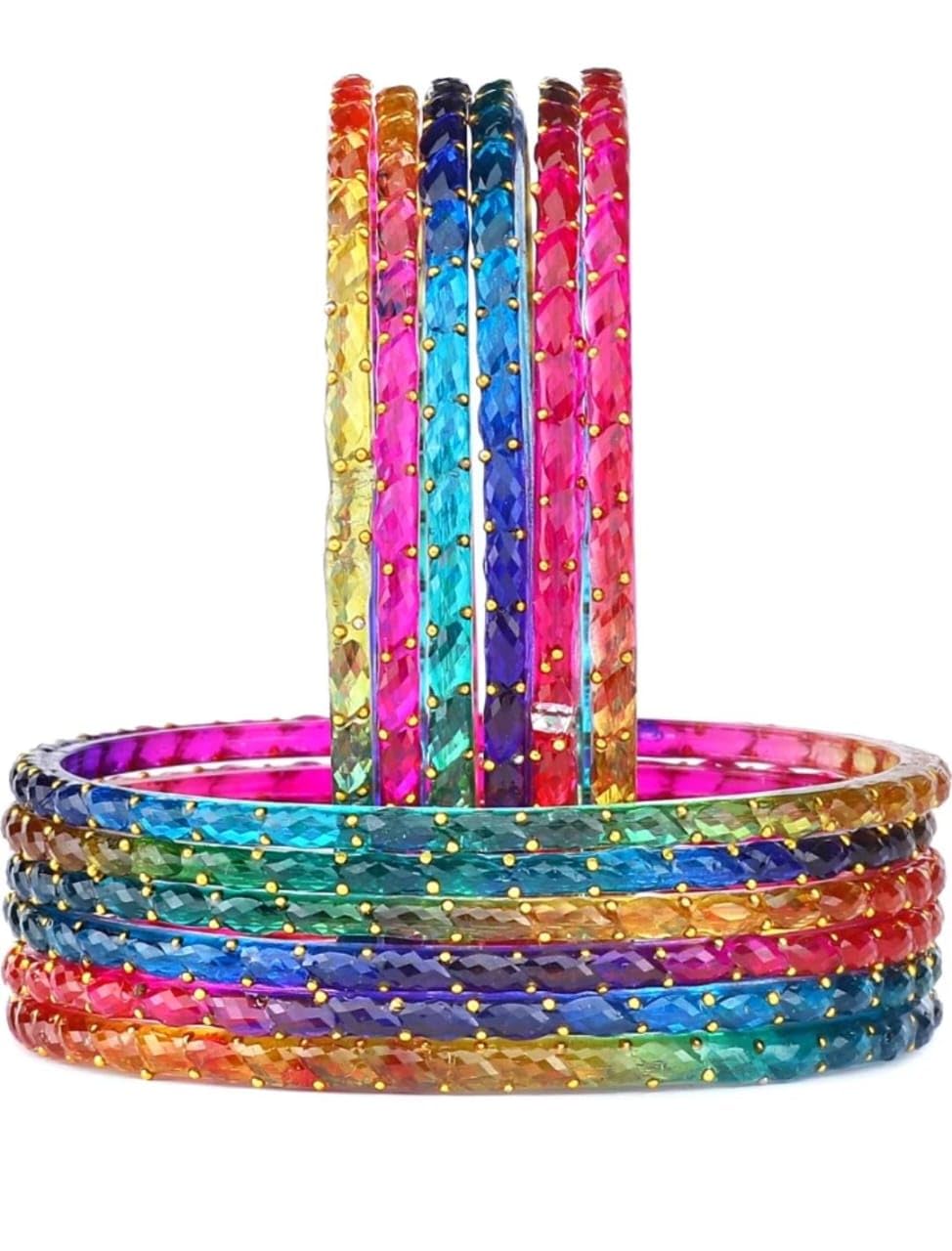 Rain Drop Glass Bangles Set For Women And Girls Pack of 12(Size 2.10 And 2.12 Avaiables)