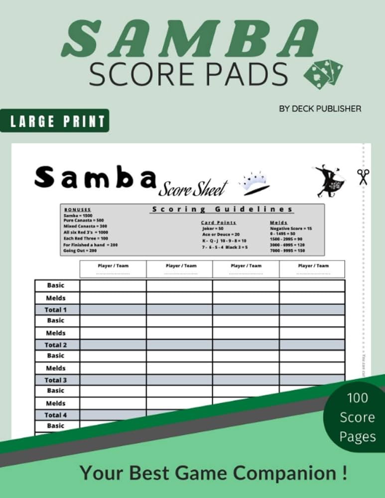 samba-score-pads-100-samba-card-game-score-sheets-for-scorekeeping-easy-to-read-and-to for Card Game Score Sheets Printable Free Samba Score Pads: 100 Samba Card Game Score Sheets for Scorekeeping, Easy to Read and to for Card Game Score Sheets Printable Free