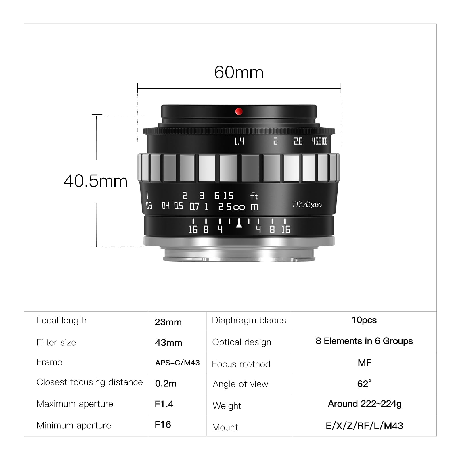 Amazon.com : TTArtisan 23mm F1.4 APS-C Manual Focus Camera Lens