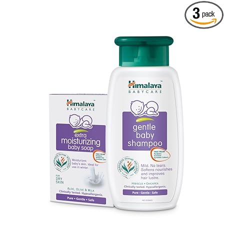 Himalaya Baby Care Bathing Kit (Extra Moisturizing Baby Soap 125g (Pack of 3) and Shampoo 200ml)