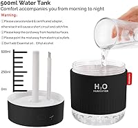 Vista 5 de Portable Mini Cool Mist Humidifier, 500ml USB Personal Desktop Humidifier for Baby Bedroom Travel Office Home, Auto Shut-Off, 2 Mist Modes, Super